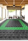 Zabuuun! Tile【新・3D模様】ガレージタイル ブラック 5枚セット 選べる7カラー 40cm×40cm×1.8cm 耐荷重10t 強化PP製 ガレージマット フロアタイル 車 バイク 車庫