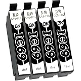 【Kraoi】IC69-BK ICBK69 ブラック 4本セット エプソン用 砂時計 互換インクカートリッジ 純正と併用 大容量 残量検知対応 増量 IC-チップ付き 対応機種:PX-045A/ PX-046A/ PX-047A/ PX-105/ PX-405A/ PX-435A/ PX-436A/ PX-437A/ PX-505F/ PX-535F/ PX-S505