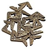 KUKU工房 デザイン コーナー金具 ふちどり金具 彫り模様入り 14mm角 装飾パーツ 20個セット (アンティークゴールド)