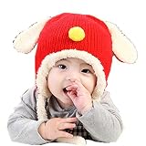 Youth Dream(ユースドリーム） かわいいウサギ風 キッズ用ニット帽 耳付き　裹起毛防寒　ベビー赤ちゃん(レッド)