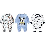 新生児 子供長袖　カバーオール　3枚セット　純綿　男の子＆女の子　可愛いプリント　0～2歳 (59cm, セット6) [並行輸入品]