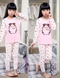 Elegant Salon上下セット　ウェア　子供服　キッズ　女の子 子供服　パジャマ　子ども　寝巻き　動物　部屋着　長袖セット 親子 セット (150, ピンク)