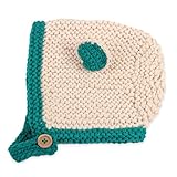 【ノーブランド品】耳付きニット帽 ベビー・キッズ 男の子・女の子 46-50cm グリーン