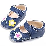 ベビーシューズ　赤ちゃん　ファーストシューズ　花柄　レザー　綿　快適　柔らかい　歩行　練習　0-1歳 (M, ネイビーブルー)