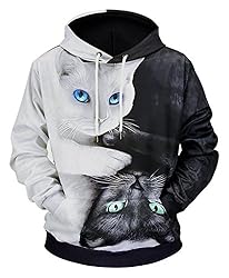 Pizoff(ピゾフ) パーカー 長袖 メンズ ネコ 猫柄 かわいい おもしろ カジュアル プルオーバー Y1901-01-XL