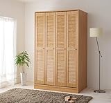 【布団が4組入る収納力】 大型 折れ戸式 ルーバー扉 布団収納庫 (ナチュラル)