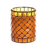 ホームインプレッションクラックパターンモザイクガラスを使わないLED Candle withタイマー、ライトイエロー 3 x 4" イエロー MO14019