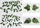 グリーンガーランド 人工観葉植物 リーフ 葉っぱ 造花 ロープタイプ 約240ｃｍ + 結束バンド(緑色)5本 セット / SＶ438Ｄ-2 (2本, アイビー)