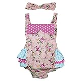 Junda　ベビー服　春夏　はいはい　ロンパース＋ヘッドバンド　出産祝い　女の子　吸汗 綿　花柄
