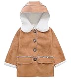 Plus Nao(プラスナオ) 子供用 コート ボアコート アウター ボタン 長袖 フード付き 裏ボア ファーカフス ポケット付き サイドスリット 切り キャメル 130