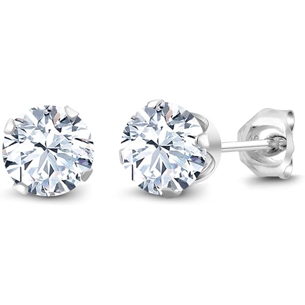Gem Stone King ホワイトサファイアピアス Amazon | [Gem Stone King] 2カラット シンセティック ホワイト