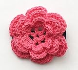 Baby Deer Clips ヘアクリップ for ベビー キッズ 編みお花 (牡丹)