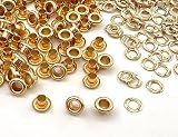 2[ハ3] 400組入 ハトメ 3mm 座金付 穴あけ 鉄製 ハトメ金具 鳩目 穴径3mm レザークラフト ハトメ ドール ハトメ 足長3mm 傘 径6.3mm 400個入 マットゴールド