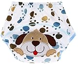 EOZY ベビーおむつ オムツ3層式パンツ 可愛い動物図案 BABY SWIM ベビースイム 洗濯可 水遊び用パンツ コットンおむつ 伸縮性持つ サイズ選択可 ホワイト犬 (1.M)