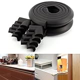 ケガ防止対策 コーナーガード コーナークッション (コーナークッション4M、コーナーガードx8、両面テープ) ブラック 超弾力 家具保護/ケガ防止/ベビー保護