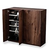 LOWYA （ロウヤ） シューズボックス 靴箱 国産 洗える 可動棚 脱臭ボード アンティーク風 木目調 大川産 キャビネット 収納 ロータイプ 幅100cm ブラウン おしゃれ