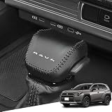 Hearsheng 適合トヨタ 新型ＲＡＶ４ AXAN64 60系(2025年12月~)専用本革材質シフトノブカバー 内装カスタムパーツ アクセサリー爪キズ防止 取り付け簡単 車種専用設計(黒（黒ステッチ）)