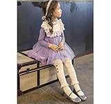 WIN キッズワンピース フォーマル女児 キッズ 服 子供 長袖 女の子 ガールズ ワンピース 韓国スタイル 結婚式 発表会 入園式 入学式 卒園式 卒業式 七五三 パーティー (100cm, パープ