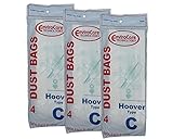 (12, JAGA) - 12 Hoover Type C Vacuum Bags for Convertible Upright, Bottom Fill Convertible, Lightwei