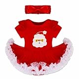 （アイム）iiniim　女ベビーロンパース　蝶結びヘッドバンド付き　赤ちゃん服　クリスマスツリー　サンタクロース　メッシュ　仮装 コスチューム イベント　日常身なり　パーティー　結婚式　お誕生日　写真
