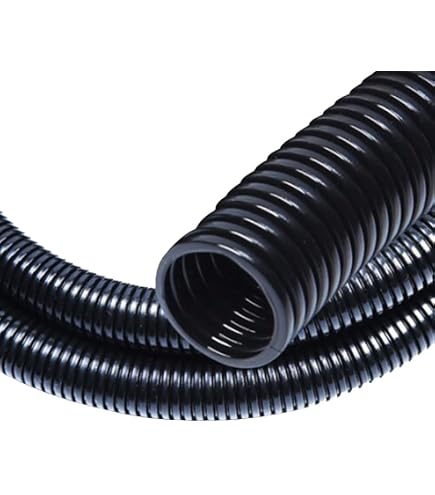 Uxcell 8 Meter Flexible Corrugated Conduit Tube – 8mm X 10mm Plastic Cord Protector For Wires, Cables & Hoses (Black, Closed-Type)