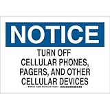Brady 129319 Radiation and Laser Sign, Legend "Turn Off Cellular Phones, Pagers and Other Wireless D