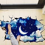auwer 3d Interstellarスペースビュー壁ステッカーブリッジ床ステッカーBreak Through the壁アート壁画デカールfor子供部屋ホーム装飾リムーバブル－23.6インチx 3