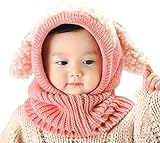 UniqueMall 選べる5色 うさぎちゃん風 ニット帽 ニット帽子 ベビー キッズ 赤ちゃん 子供 用 かわいい 防寒 マフラー 帽子