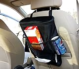 FakeFace 自動車 車内収納シート 飲み物 食事 保温保冷 車席後部 小物う収納　多機能 チャイルドシート カーアクセサリー 整理整頓　シートバッグ ブラック