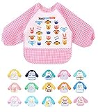 Adamz.sp 赤ちゃん ベビー 食事 エプロン 長袖 防水 食べこぼしポケット ビブ スタイ ガウン スモック 種類いっぱい (ピンク／チェック／どうぶつ)