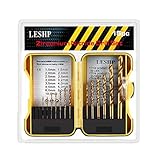 LESHP 鉄工用ドリルセット チタンコーティング 電気ドリル・充電ドリルドライバー・ボール盤 15PCS