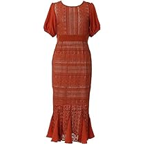 Amazon.co.jp: AMBIENT パーティードレス レースワンピース テラコッタ  