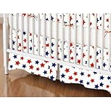 SheetWorld - Crib Skirt (28 x 52) - Primary Patriotic Stars On White Woven - Made In USA by sheetwor