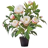 リアルな人工牡丹フラワーBushes inプランターポット ホワイト 37716 WHIT