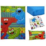 TL 3 Piece KidsブルーレッドSesame Street幼児用シートセット寝具、グリーンイエローElmo ABC 123クッキーモンスターテーマAlphabets学習パターン寝具ボックスシ