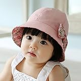 sourcefact 【リバーシブルで使える】花柄 可愛い 帽子 つば 付き リボン 花 フラワー ベビー キッズ 紫外線 防止 (ピンク)