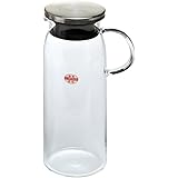 iwaki(イワキ) AGCテクノグラス 耐熱ガラス 麦茶ポット ピッチャー 1リットル 丸型 冷水ポット 冷水筒 ジャグ KT294-SV