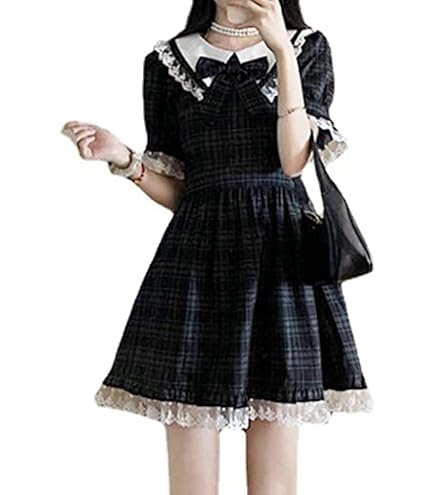Amazon.co.jp: ワンピース チェック柄 ミニ ロリータ ゴスロリ