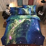 EsyDream Home Twin Size Kids Space Bedding Sets,Universe Outer Space Themed Galaxy Print Bed Sheets,