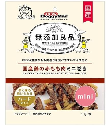 Amazon | ドギーマン 無添加良品 国産鶏の赤もも肉ミニ巻き 18本
