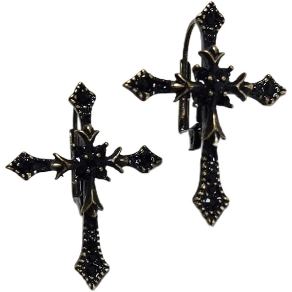 Amazon | 【ゴシックパンク】髑髏 十字架 ドクロ クロス イヤリング | イヤリング 通販