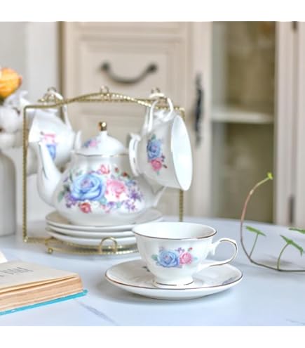 Amazon｜セラミック ティーセット コーヒーセット 磁器 ティーカップ