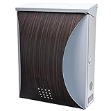 LEON 郵便ポスト mail box デザイナーズ ポスト MB5207 ステンレス 木目調 (マグネット付き) エボニーウッド