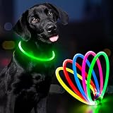 Ezierfy犬光る首輪 - RGB防水LED犬用首輪、充電式、TPUカット可能、暗闇で光る安全犬 散歩ライト、視認距離500m 小型、中型、大型犬用の点滅犬用犬 ライト (RGB)
