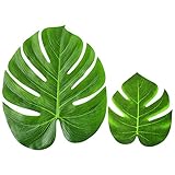 Blulu 12ピースImitation Palm Leaves Tropical Plant LeavesファブリックLeavesハワイアンルアウパーティージャングルビーチテーマ装飾、7.9インチ、