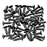 Musiclily ピックガード用ビス フェンダータイプ エレキギター用ネジ 3x12mm、ブラック(50本入り)