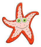 Wallmonkeys Cartoon Starfish Peel and Stick Wall Decals WM359254 (18 in H x 16 in W) [並行輸入品]