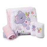 Spasilk 100% Cotton Hooded Terry Bath Towel with 4 Washcloths, Bear Girl by Spasilk
