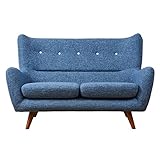 大川家具 5色から選べるラウンドハイバックソファ2人掛けソファ ブルー SKT-0128 代引不可