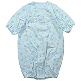 《年間定番》Babbun(バブーン)40/2天竺アニマル顔Ptコンビドレス 50cm ~ 60cm /サックス NO.KK-31-2401